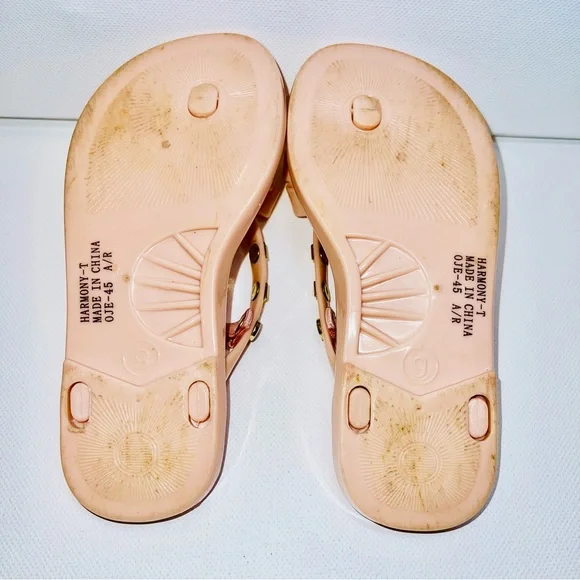 MICHAEL Michael Kors Studded Thong Sandals 9 Pink Bow Girls Heel Strap Jellies - Picture 6 of 6